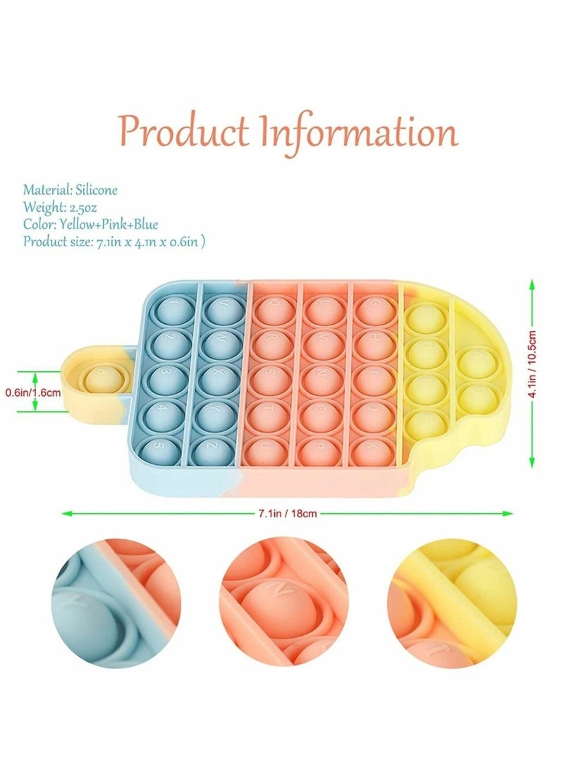 Push Pop Bubble Fidget Toy Sensory Silicone Stress Reliever for Kids and Adults Anxiety Relief Toy Portable Pop-It Toy for Fun and Relaxation (Ice Cream Rainbow) - Image 2